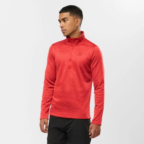 Pánské Mikiny Salomon Essential Lightwarm Seamless Half Zip Červené | CZ 62RSXOW